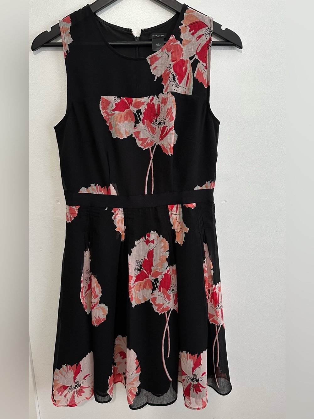 Ann Taylor Black Mini Dress with Pink & Cream Floral Print